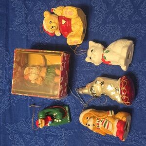 Mostly vintage ornaments qty 6